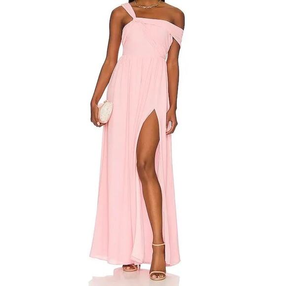 NBD REVOLVE Size Small Pink Kinsley Evening Gown One Shoulder Crepe Formal Glam - Picture 1 of 15
